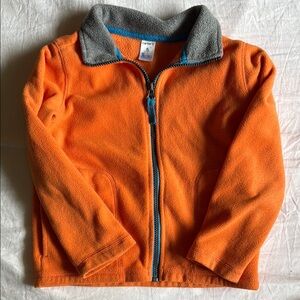 Carters Full Zip Orange Fleece Jacket with Gray Collar
